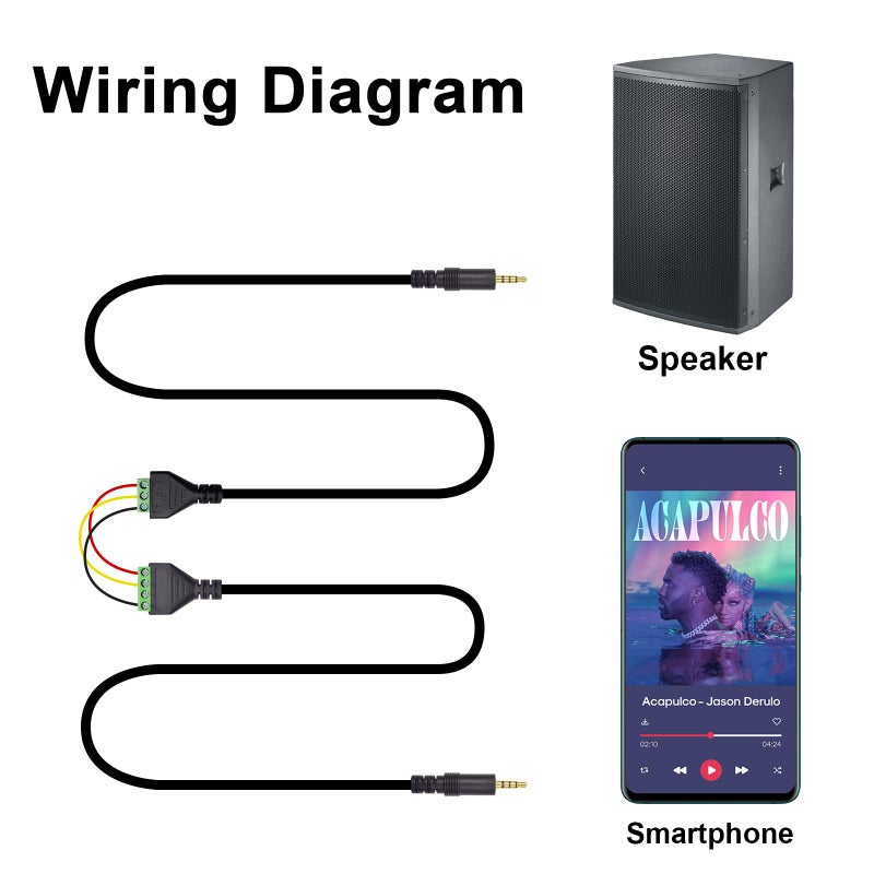 Poyiccot 3.5mm Speaker Wire Adapter, 3.5mm (1/8") 4 Pole Stereo TRRS Male Jack to AV 4 Screw Terminal Block Balun Connectors Cable 30cm (1/8inch/ 4pin) - Image 4